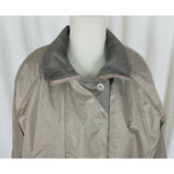 Ms. Cambridge Metallic All Weather Trench Coat Womens M Cinch Waist Cape Top Tan