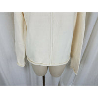 Liz Claiborne Henley Knit Sweater Cotton Shawl Collar Funnel Neck Womens M Cream