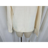 Liz Claiborne Henley Knit Sweater Cotton Shawl Collar Funnel Neck Womens M Cream