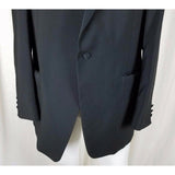 Vintage After Six Black Wool Flat Front 2 Piece Tuxedo Suit TUX Satin Mens 43R