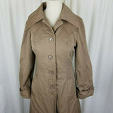 Vintage Plaid Insulated Blanket Lined Rain Trench Coat Womens XS S Tan Khaki 70s