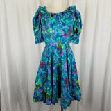 Vintage Handmade Square Dance Dress Ruffle Full Twirl Skirt Rockabilly Womens S