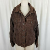 LL Bean Petites Chocolate Brown Corduroy Trucker Style Jean Jacket Womens LP