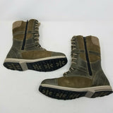 LL Bean Park Ridge Boots Leather Buckle Wool Snow Tall Women 8 Antique Olive