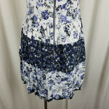 TopShop Floral Wide Striped Mini Short Dress Womens 6 Blue & White Prairie Twirl