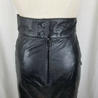Wilsons Leather Fitted Sexy Black Pencil Skirt Womens 6 Stretch Waist Biker Knee