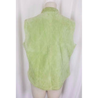 Catherine Stewart Quilted Lime Green Washable Suede Leather Zip Vest Womens XL