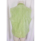 Catherine Stewart Quilted Lime Green Washable Suede Leather Zip Vest Womens XL