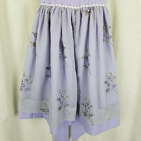 Vintage Handmade Weighted Embroidered Floral Dressy Twirl Dress Girls 6 Lavender