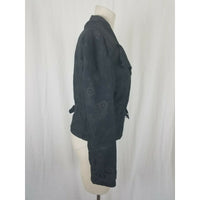 Mod'Land Paris Double Breasted Belted Fitted Cropped Jacket Womens M Circles