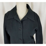 Gap Stretch Black Half Belted Back Full Button Up Jacket Womens 8 Apron Pockets