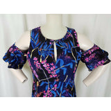 Anthropologie Maeve Elia Cold Shoulder Dress Womens 12 Swing Floral Cold Bright