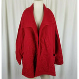 Carraig Donn Ireland Open Front Boiled Wool Swing Wrap Sweater Jacket Womens L