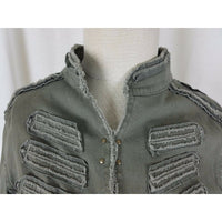 Anthropologie Mystree Cropped Military Band Jacket Blazer Womens M Olive Green