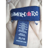 Limited Too 2 Hooded Insulated Denim Blue Jean Jacket Quilted Lining Girls XL 16
