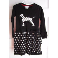 Maggie & Zoe Dalmatian Dog Bow Polka Dot Knit Twirl Sweater Dress Girls size S 4