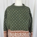 Skyr 100% Wool Birdseye Nordic Fair Isle Rolled Neck Sweater Womens M Vintage