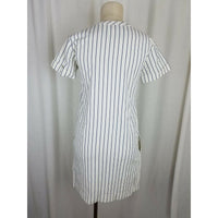 Madewell Harbor Lace up Shift Dress Ivory Blue Pinstriped Striped Womens 2XS XXS