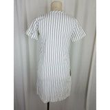 Madewell Harbor Lace up Shift Dress Ivory Blue Pinstriped Striped Womens 2XS XXS