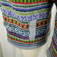 Rainbow Crafts Merino Wool Knit Hooded Zip Sweater Jacket Womens L Aztec Tribal