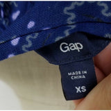 Gap Sheer Cotton Floral Print Layered Tiered Tie Neck Tunic Dress Womens XS Navy
