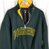 Vintage Green Bay Packers Pullover Henley Wool Bomber Jacket Mens XL 1/4 Zip