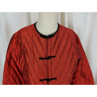 Shira Leah Chicago Quilted Mandarin Asian Inspired Changshan Jacket Womens L Red