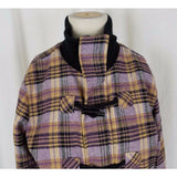 Golf Punk Tartan Scotch Plaid Wool Toggle Closure Fleece Bomber Jacket Womens 12