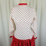 Vintage Handmade Red Polka Dots Dress Drop Waist Gathered Twirl Skirt Womens S