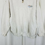 Vintage Habitat Textured Henley Funnel Neck Sweatshirt Jacket Mens XL Embroidery