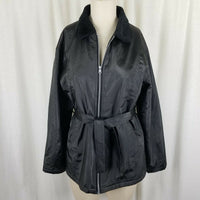 Original Supreme Quality PVC Vegan Faux Fur Collar Belted Tie Jacket Womens L