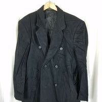 Vintage Christian Aujard Double Breasted Black Wool Peacoat Overcoat Mens 44