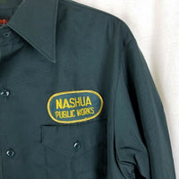 Lee Chetopa Twill Nashua Public Works Button Up Long Sleeve Work Shirt Mens 16 M