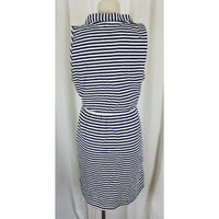 Dockers Jersey Knit Cotton Striped Summer Mini Dress Womens M Navy Blue Sailor