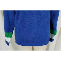 Vintage Gina Peters Loud Nautical Stars Knit Pullover Sweater Womens M Blue 90s