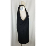 E.D. Michaels Midi Tunic Little Black Jersey Knit Tunic Dress Womens L Ribbon