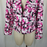 Jones New York Studio Separates Abstract Fuchsia Pink Jacket Blazer Womens 12