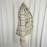 LL Bean Wool Herringbone Tweed Plaid Riding Country Jacket Blazer Womens 12P