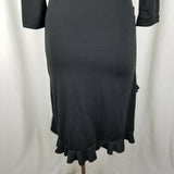 Matti Mamane Black Ruffled Ruched Faux Wrap Jersey Knit Dress Womens 1 S NWT