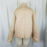 Robert Louis Nylon Quilted Snap Up Jacket Blazer Womens L Tan Mandarin Collar