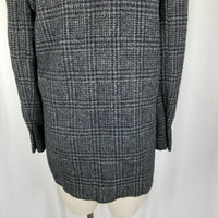 Perry Ellis Wool Windowpane Plaid Woven Peacoat Coat Jacket Womens size 8 Black