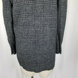 Perry Ellis Wool Windowpane Plaid Woven Peacoat Coat Jacket Womens size 8 Black