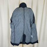 Lands End Dark Blue Jean Denim Blazer Style Jacket Womens L VNeck Apron Pockets