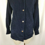 Bill Blass Jeans Stretch Corduroy Shirt Style Jacket Womens M Navy Blue Button