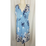 Bass Heritage Collection Blue Faux Wrap Floral Striped Summer Dress Womens sz 6