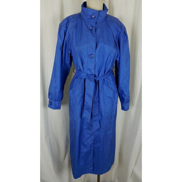 Vintage J Gallery Funnel Neck Belted Cape Top All Weather Trench Coat Womens 8P