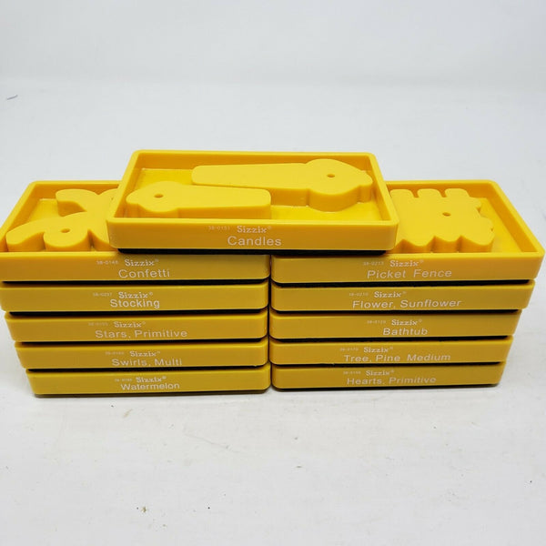 Sizzix Medium Die Cutters Lot 11 Yellow Mix Objects Garden Nature Shapes Food