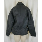 Vintage Hide Park Belted Black Leather Motorcycle Jacket Womens S M Fitted Zip