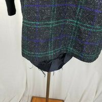 Spencer Douglas Wool 1980s Plaid Peacoat Coat Womens 12 Vintage Knit Cuffs USA