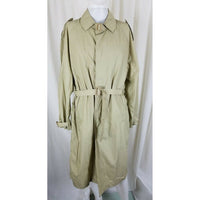 Vintage Fox Knapp Belted Placket Front Lightweight Rain Trench Coat Mens M Khaki